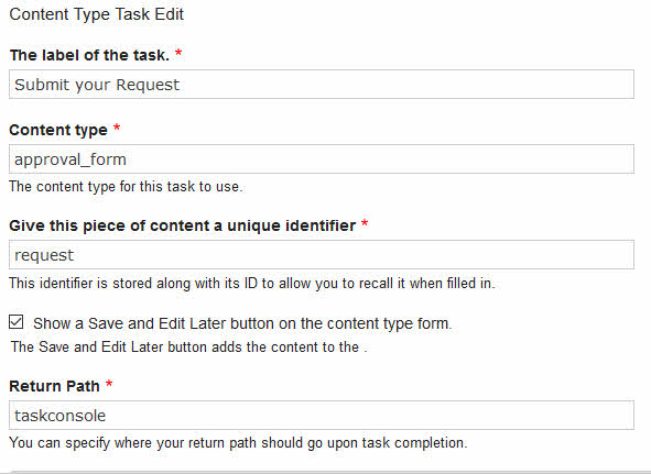 Maestro D8 Concepts Content Type Task Edit Options