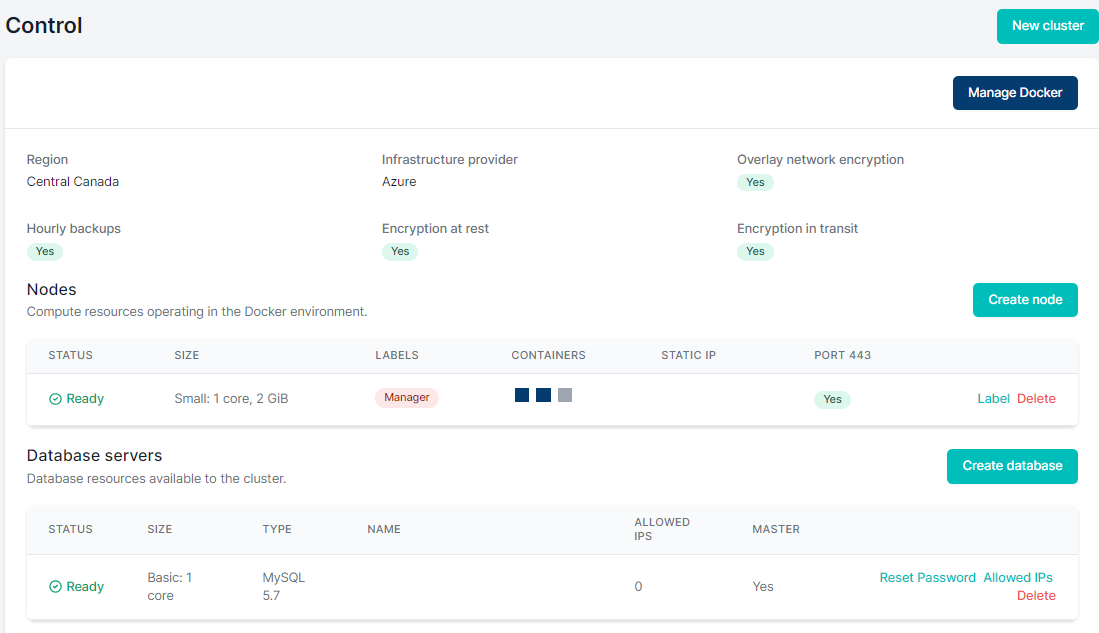 Showing Medstack Control - Container management